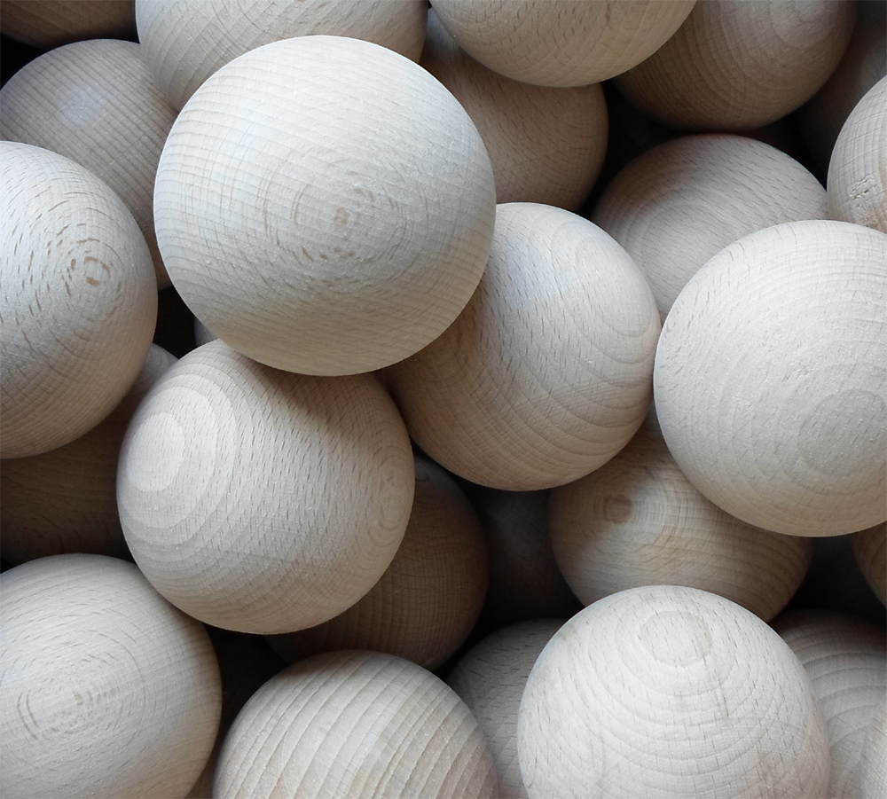 Holzkugel 70 mm Ø, Buche, ohne Bohrung, Buche