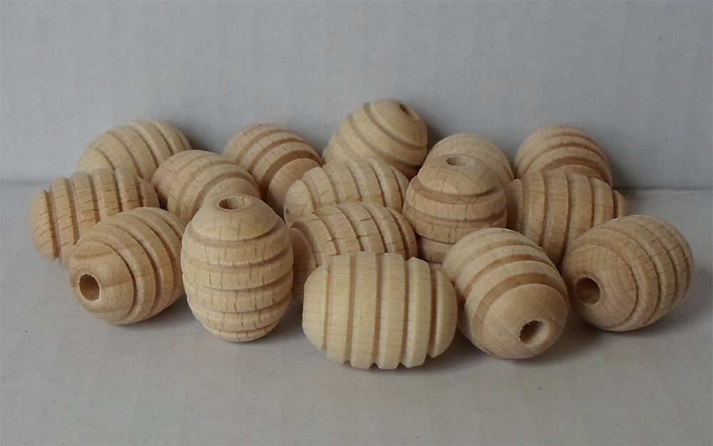 Holz-Oliven mit 5 Rillen, Buche unbehandelt