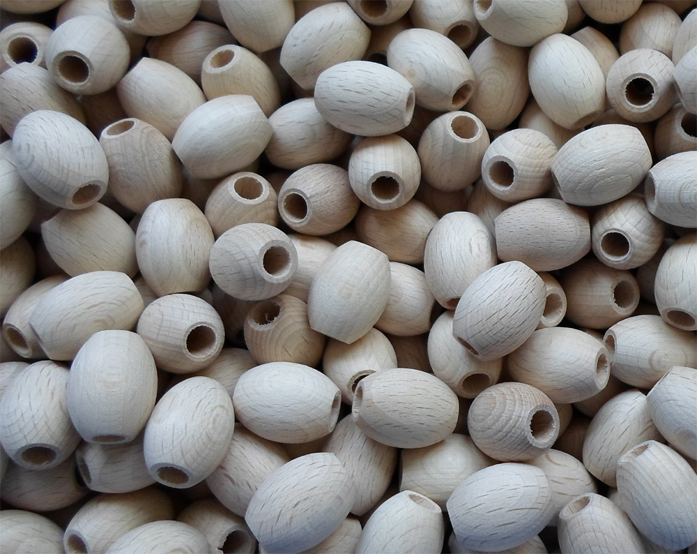 Holz-Oliven glatt, 19,5 mm, Buche