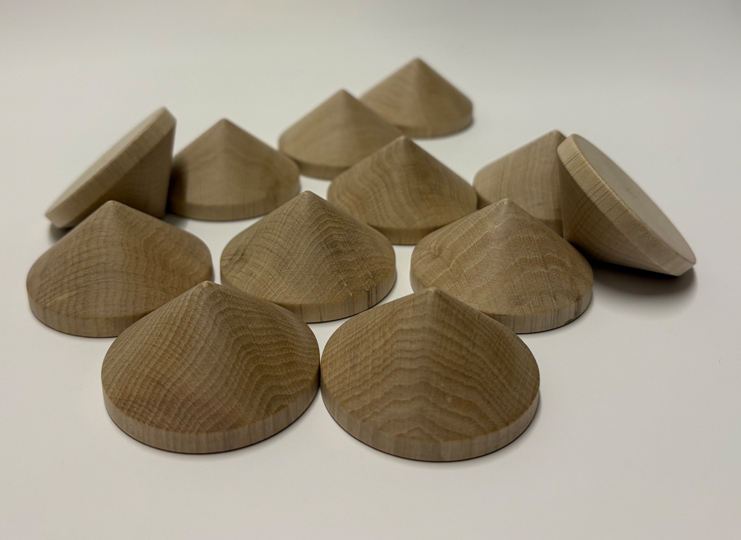 5 Holzspitzen aus Weißbuche, 46 mm Ø