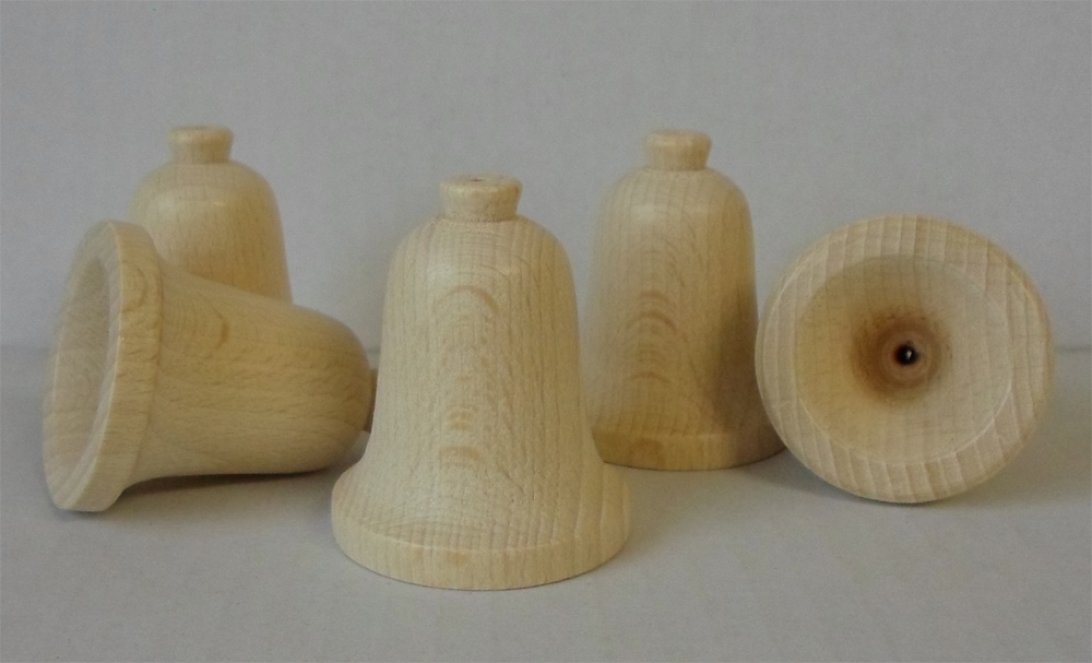 Holz-Glocken aus Buche, ca. 50 mm hoch
