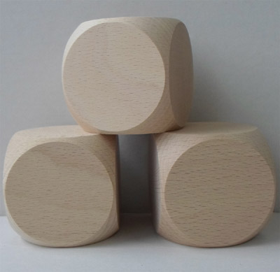 Würfel 60 x 60 x 60 mm, Buche unbehandelt