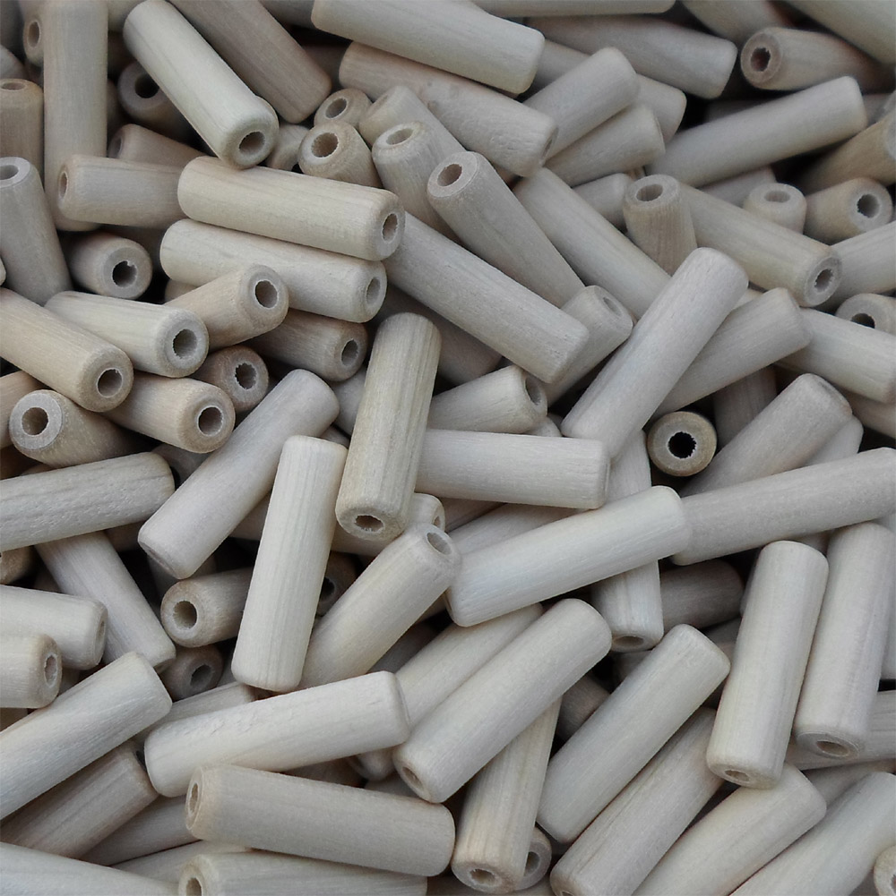 Fädelperle zylinderform, 25 mm lang, Hainbuche