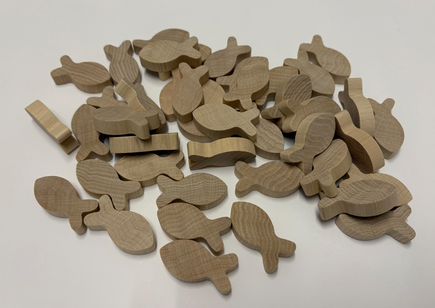 20 Stück Fische, Dekoartikel aus Buche