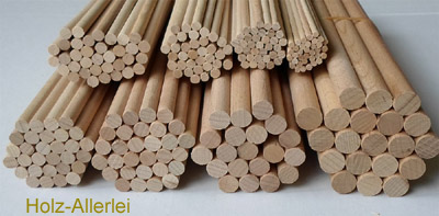 20 Stück Rundstäbe 10 mm Ø, Länge 100 mm, Buche