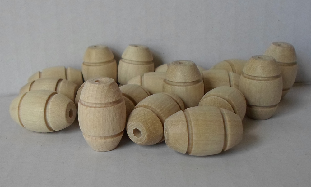 Holz-Oliven mit 2 Rillen, Football, Hainbuche