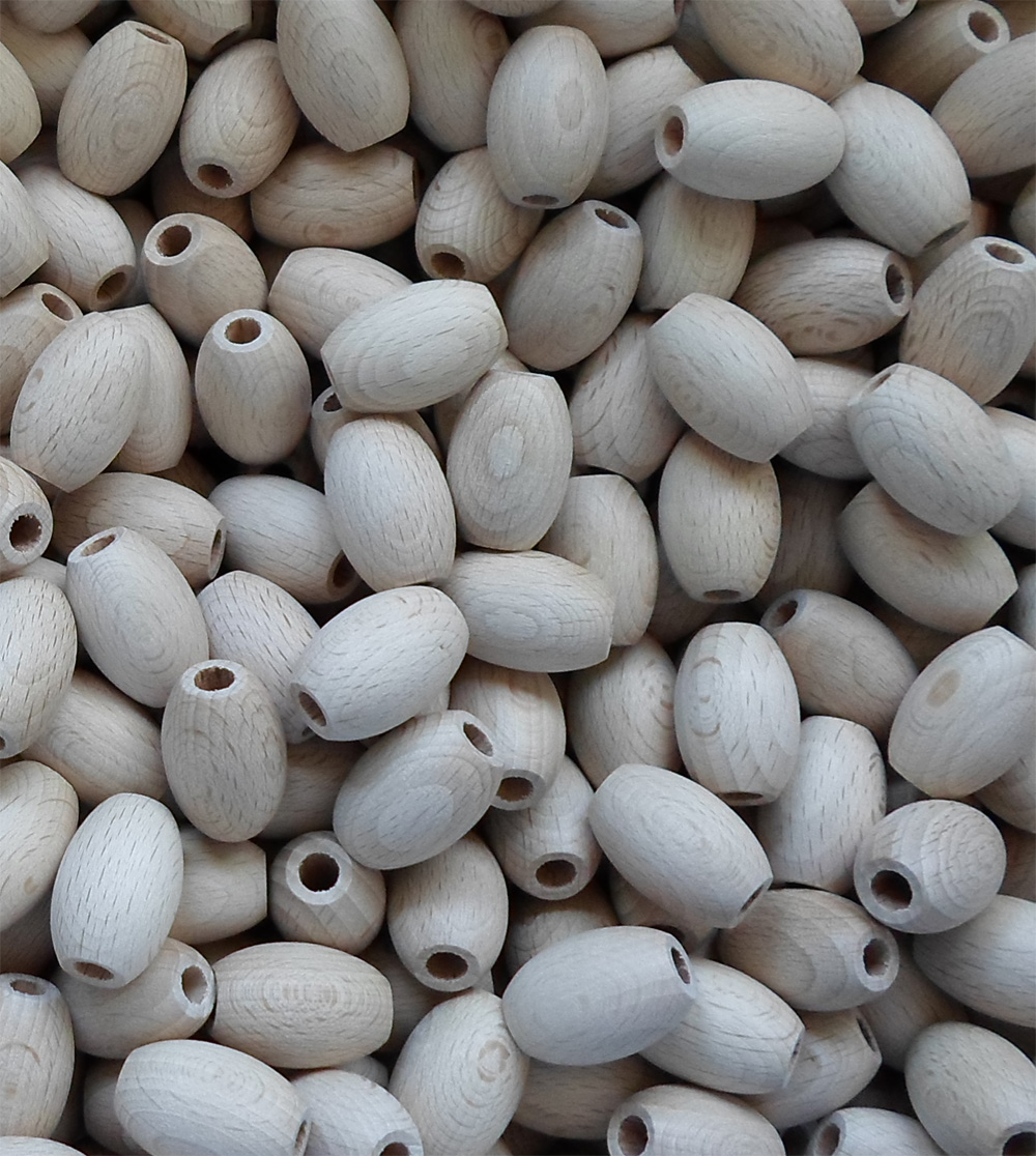 Holz-Oliven glatt, 26 mm lang, Buche